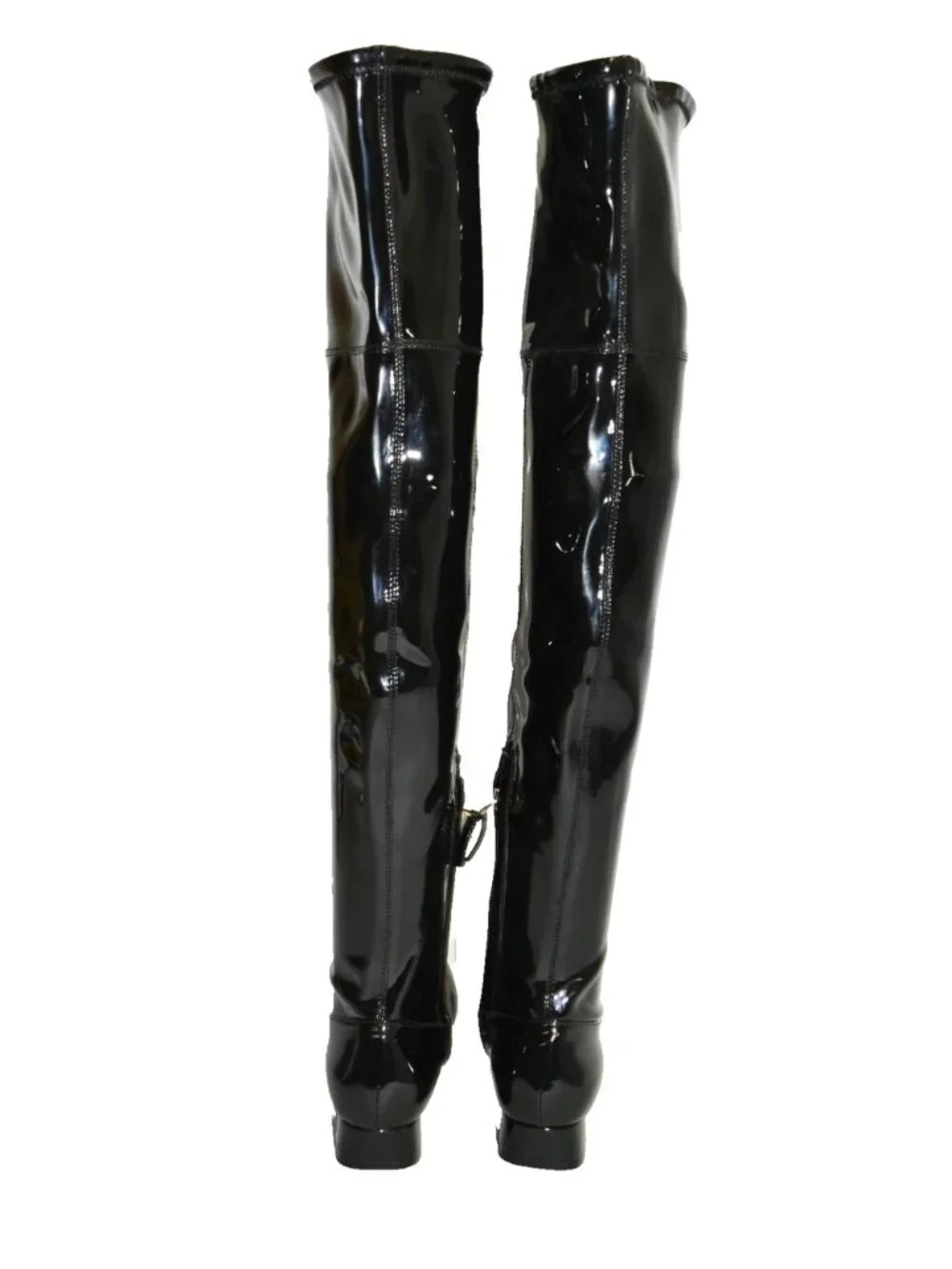 $650 TORY BURCH Over the Knee Boot ZIP PATENT BLACK GOLD LOGO 5 US  (MW1)